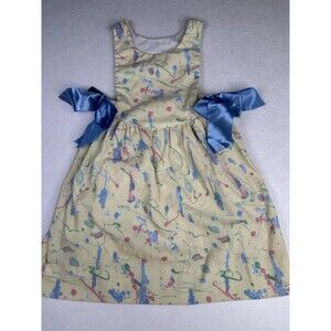 Vintage Chocolate Soup Jumper Size 6 Little Girl corduroy Yellow Blue Bows Dress